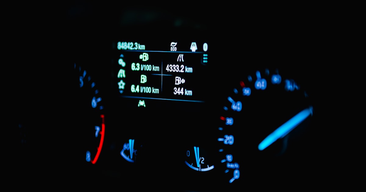 Car dashboard in the dark